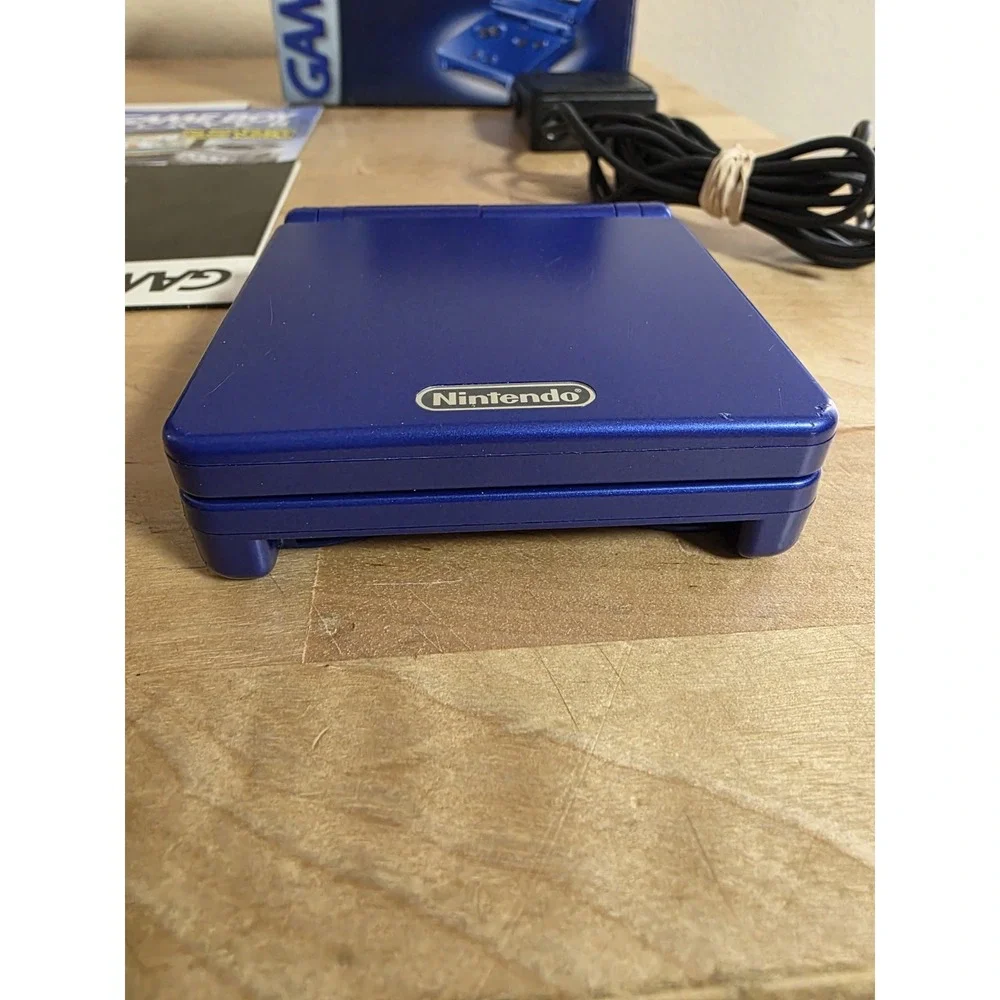 NINTENDO GAMEBOY SP Cobalt Blue Console w/BOX, MANUALS, Charger Tested Working